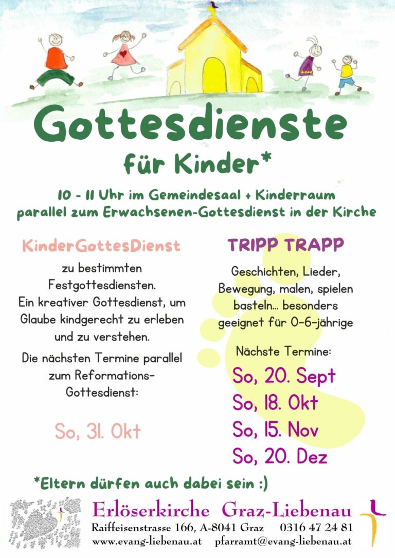 Gottesdienste für Kinder von September bis Dezember 2026