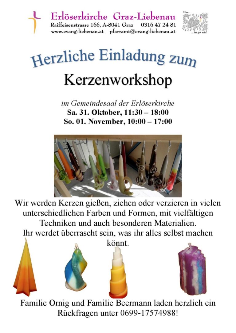 Kerzenworkshop Allerheiligen Wochenende 2026